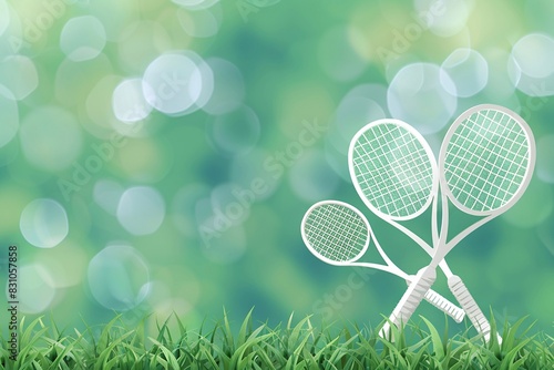 tennis rackets crossed on a grass court