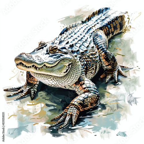 Alligator in Graphic style on white background