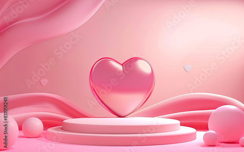 A large pink podium with heart. Created with Ai