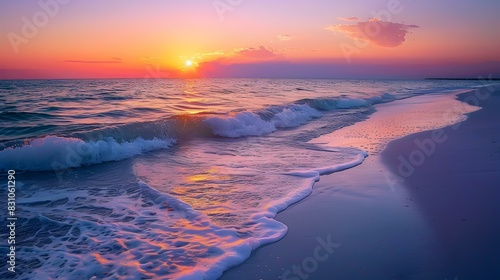 sunset coastline white sand img photo