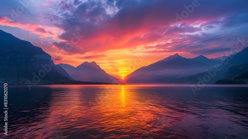 an evening sunset mountains image