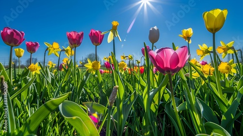 spring meadow tulips pic #831062080