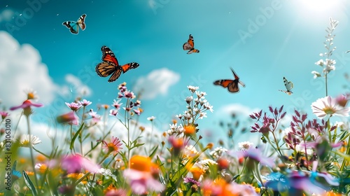 Fototapeta Naklejka Na Ścianę i Meble -  summer meadow butterflies image
