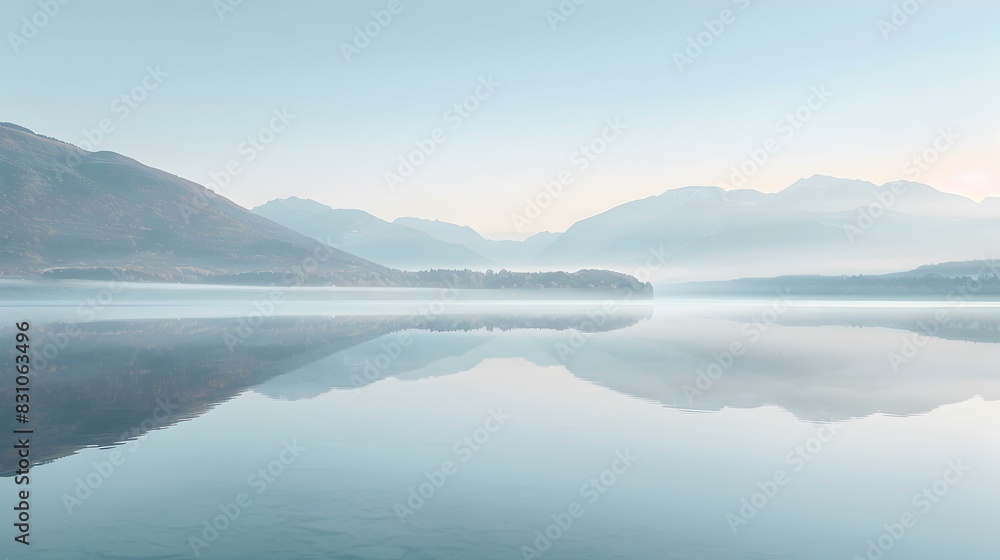 lakeshore dawn mountains img