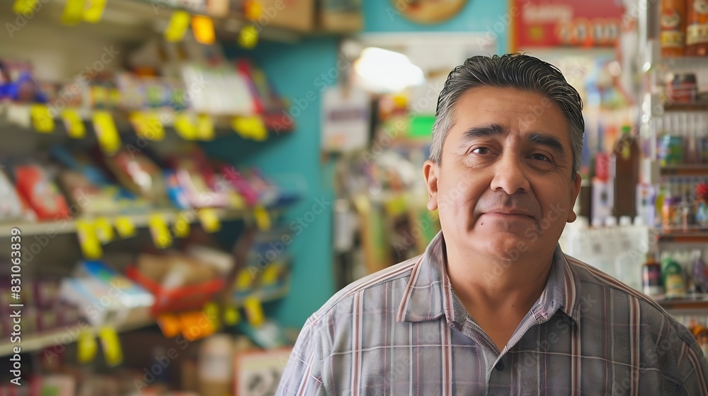Hispanic store owner opening for business : Generative AI Hispanic store owner opening for business : Generative AI