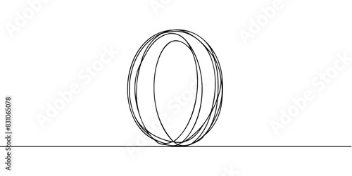 Number 0 in continuous line drawing style. Line art of number zero. Vector illustration. Abstract drawing number 0