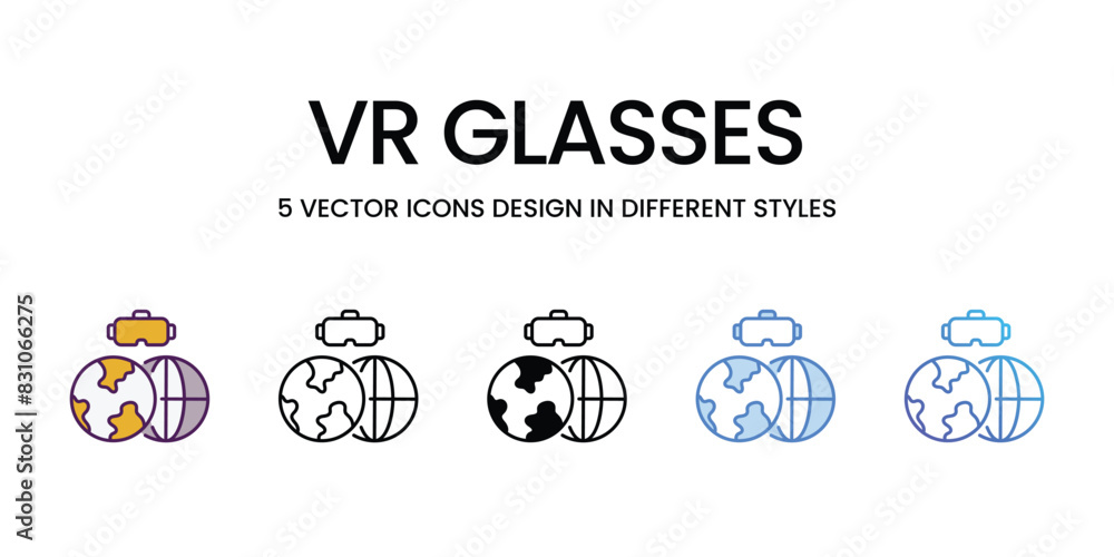 Vr Glasses icons vector set stock illustration. Vr Glasses icons vector set stock illustration.