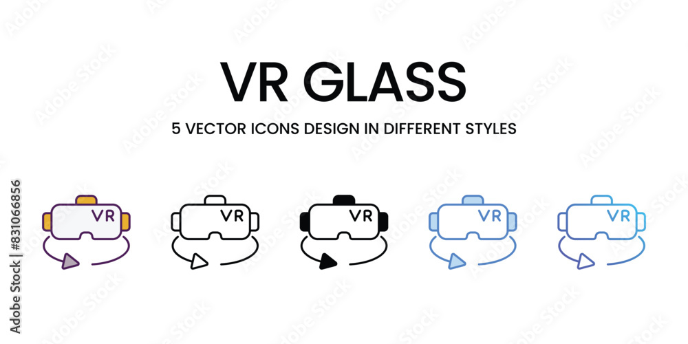 Vr Glass icons vector set stock illustration.