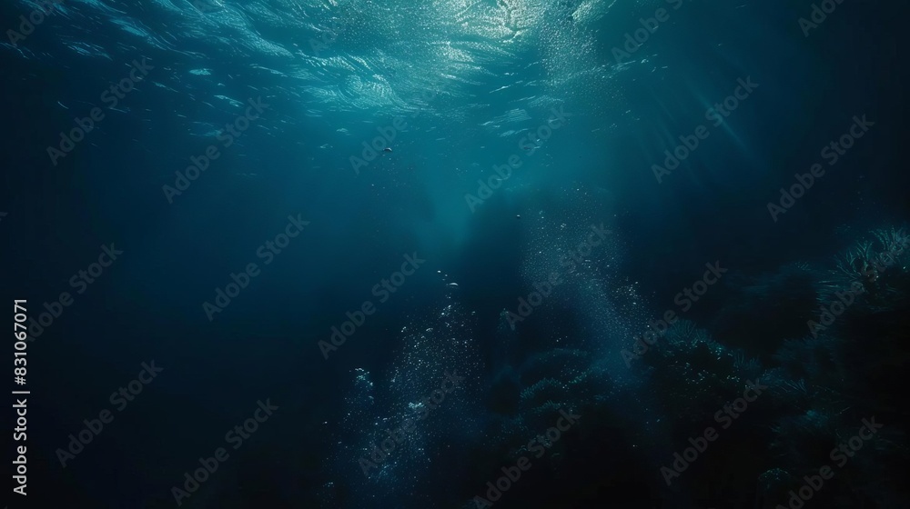 aquatic abyss dark blue ocean depths seen from underwater perspective abstract seascape photo