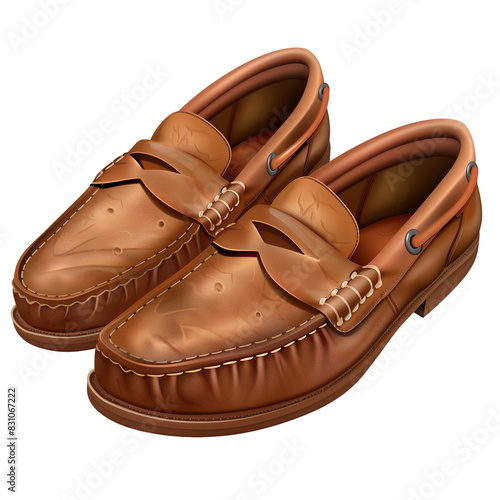 Brown Boat Shoe Loafers, Isolated on a White Background, Graphic Resource photo