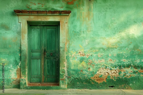 Door, insular, green, wall, door, green, high quality, high resolution