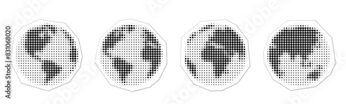 World planet vintage pop art style set illustration