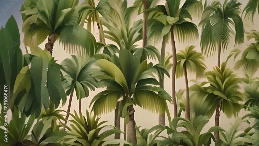 Palm Trees Painting on Wall Generative AI Palm Trees Painting on Wall Generative AI