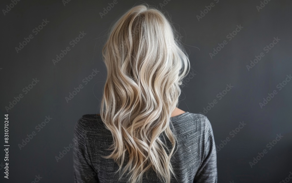 Naklejka premium A platinum blonde woman seen from behind