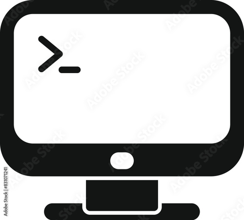 Simplified black and white icon representing a computer command line