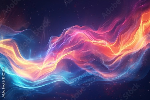 AI created colorful energy beam background illustration.