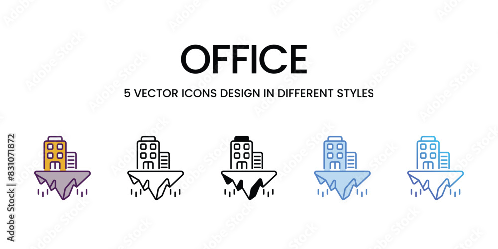 Office icons vector set stock illustration.