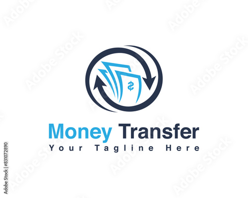 Money transfer and money exchange logo Symbol. Money with arrow. Business and finance logo icon.