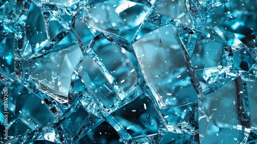 Create a design featuring broken shards of glass that appears sharp and detailed. AI-generated. © tonstock