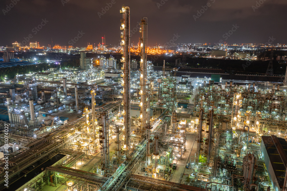 Petroleum chemical factory illuminated at night Petroleum chemical factory illuminated at night