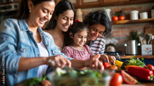 Joyful Hispanic Family Cooking Healthy Dinner