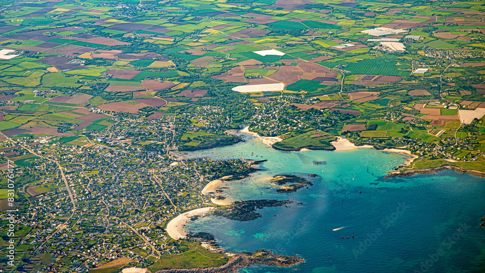 french brittany and atlantc ocean coast in finistere aerial view french brittany and atlantc ocean coast in finistere aerial view