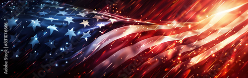 flag of America Independence Day of the United States of America Banner light on background
 photo