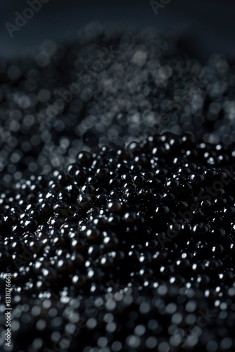 Close-up Texture of Shiny Black Caviar