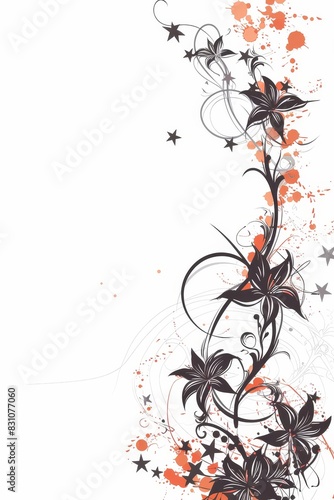 Black and Orange Flower on White Background photo