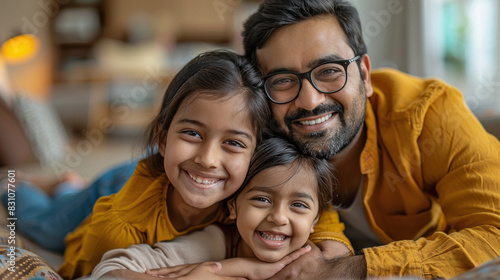 happy indian family sitting together at home