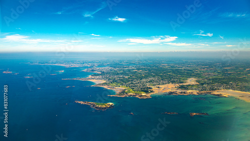 french brittany and atlantc ocean coast in finistere aerial view