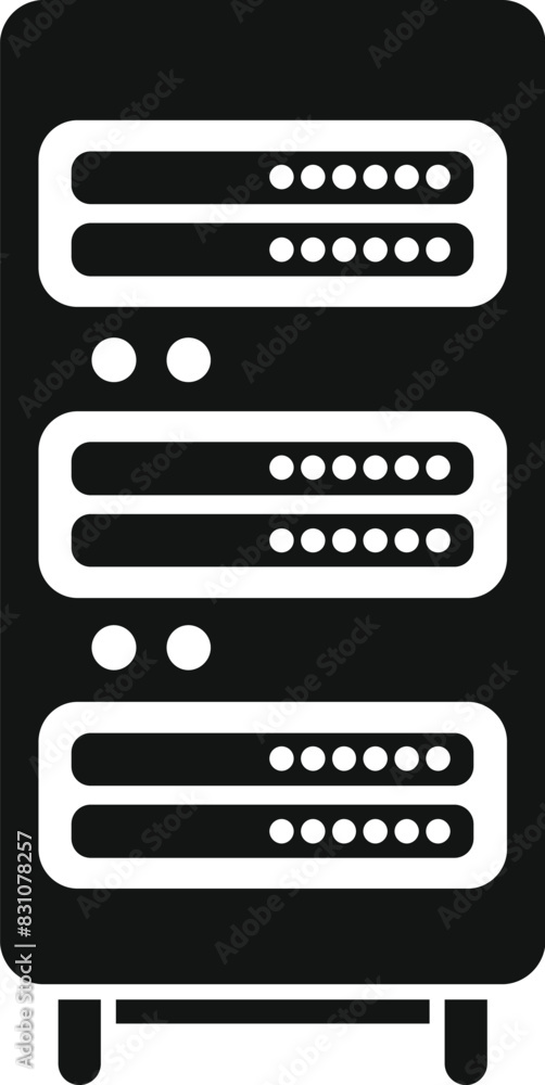 Vector illustration of server rack icon in black and white color, isolated on white background. Perfect for technology, data center, computer, network, and hardware concepts Vector illustration of server rack icon in black and white color, isolated on white background. Perfect for technology, data center, computer, network, and hardware concepts