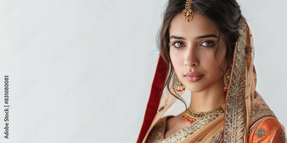 young indian woman wearing traditional red sari young indian woman wearing traditional red sari