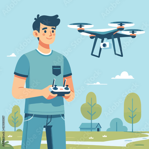 illustration of a person playing with a drone