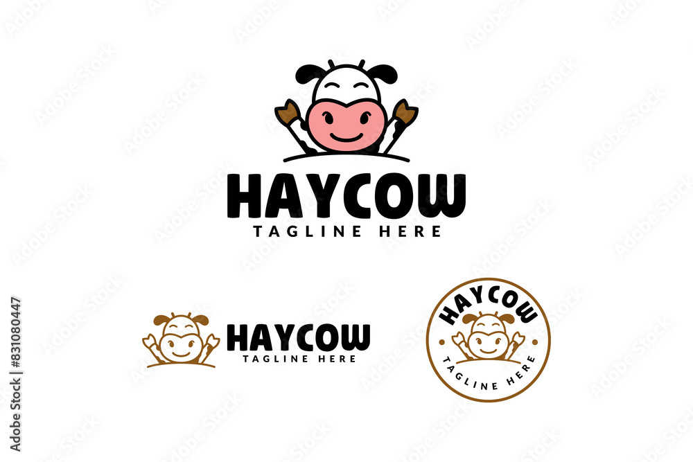 cheerful cow cartoon logo design for animal and retail business cheerful cow cartoon logo design for animal and retail business