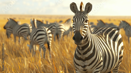 Harmony in Contrast  A Zebra Among Its Striped Kin
