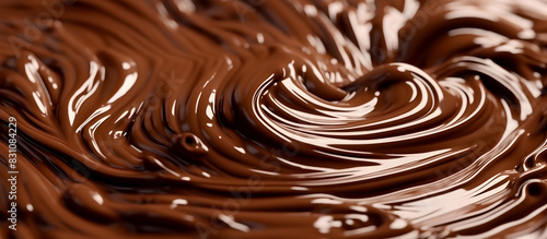 Background with liquid chocolate. Chocolate nougat cream illustration.