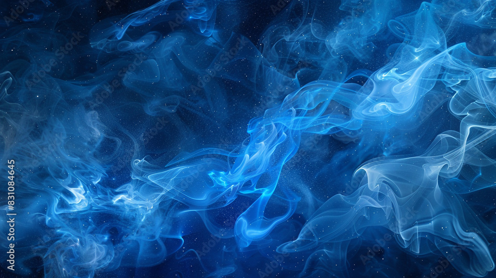 Obraz premium Azure smoke symbolizes infinity and imagination in dynamic, celestial visuals,