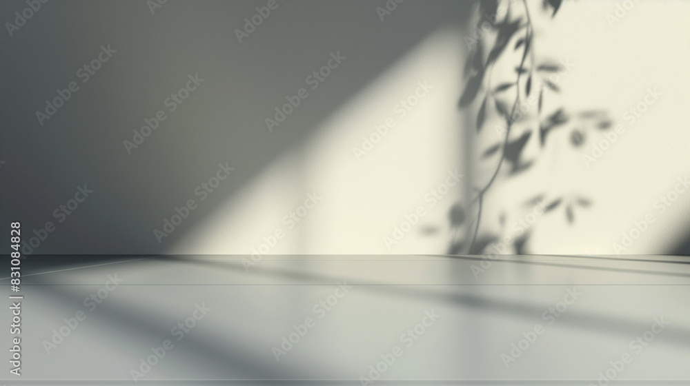 Minimalistic background for product presentation. Shadow and light from windows on a white neutral wall. Minimalistic background for product presentation. Shadow and light from windows on a white neutral wall.