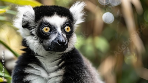 Lemur with Black and White Fur photo