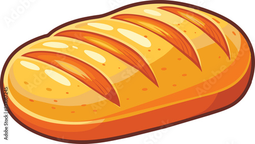 loaf of bread isolated on a white background, Whole fresh baked bread vector illustration