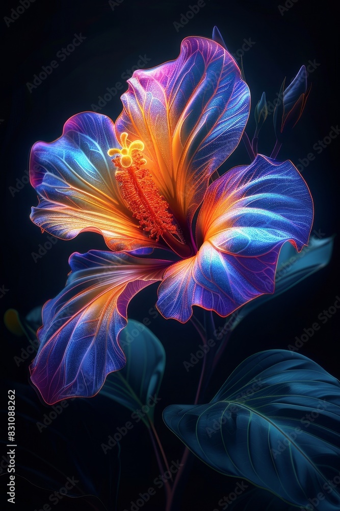 Blue and Yellow Flower With Green Leaves Blue and Yellow Flower With Green Leaves