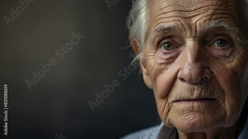 AI generated illustration of a Greek Elderly man with natural wrinkles gazes forward © Wirestock