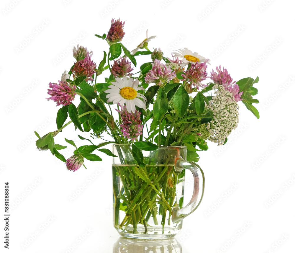 A bouquet of wildflowers in a mug A bouquet of wildflowers in a mug