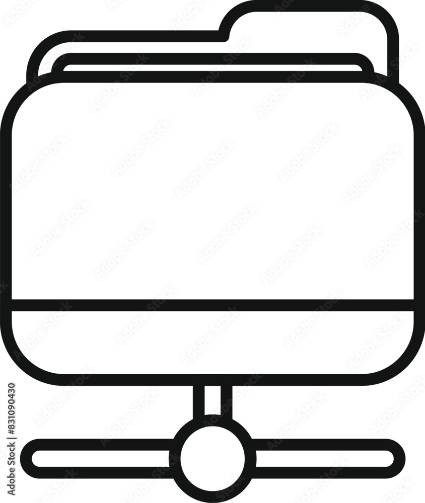 Black outline vector icon of a shared network folder on a white background Black outline vector icon of a shared network folder on a white background