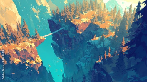 Illustrating a forest landscape in a captivating isometric style photo
