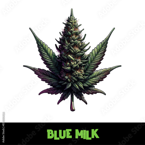 Vector Illustrated Blue Milk Cannabis Bud Strain Cartoon