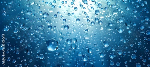 a blue background with waterdrops