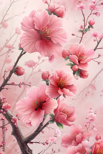 Pink Flowers on Pink Background