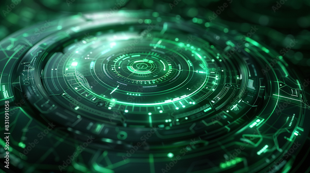 Hi-tech communication enhanced by emerald green circles, Hi-tech communication enhanced by emerald green circles,